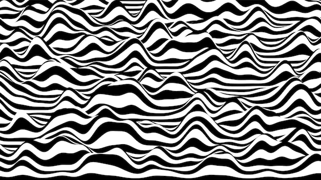 Free Vector trendy 3d zebra black and white stripes distorted backdrop