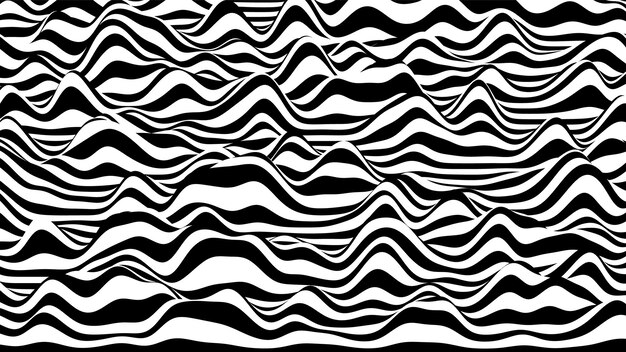 Trendy 3D zebra black and white stripes distorted backdrop