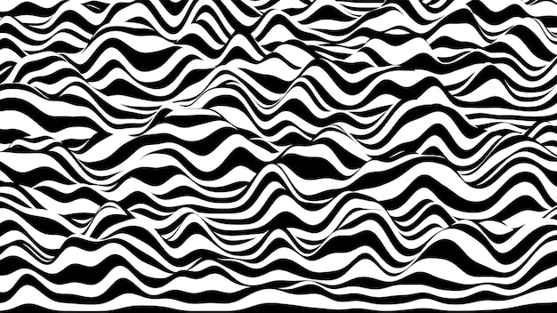 Free Vector trendy 3d zebra black and white stripes distorted backdrop