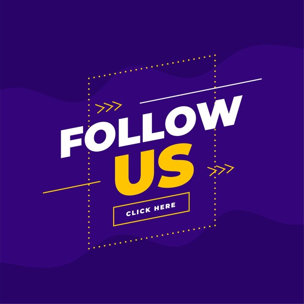 Trendy follow us banner template in purple