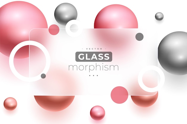 Free Vector trendy glass morphism wallpaper with 3d geometric sphere design