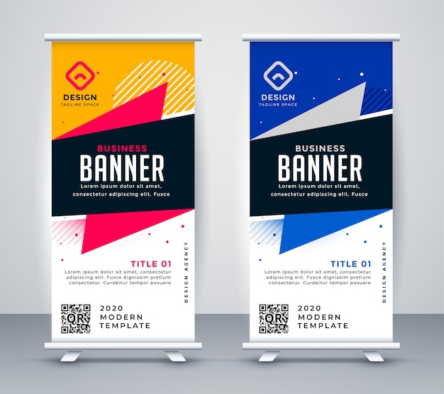 Trendy roll up standee banner design template