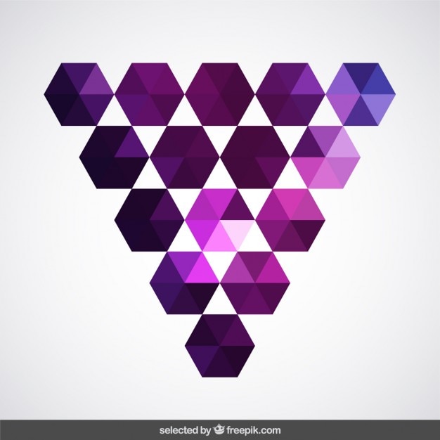 Free Vector triangle made with purple hexagons