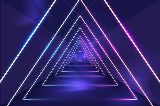 Triangles abstract neon lights background