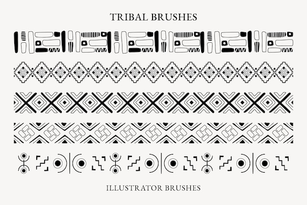 Tribal Aztec pattern illustrator brush, geometric design, vector add-on set