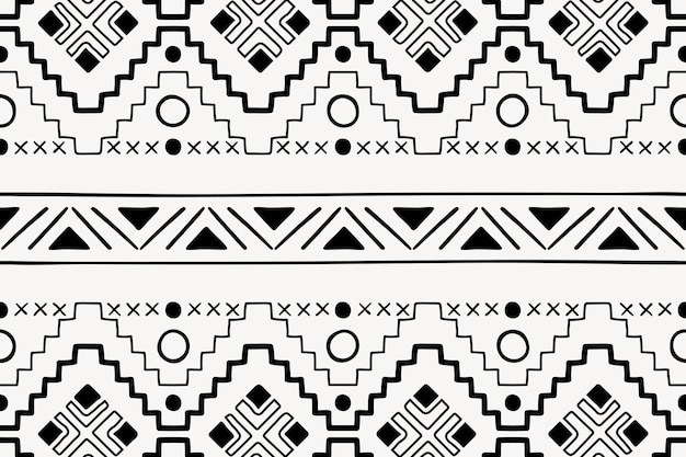 Free Vector tribal pattern background, black and white seamless aztec design, vector