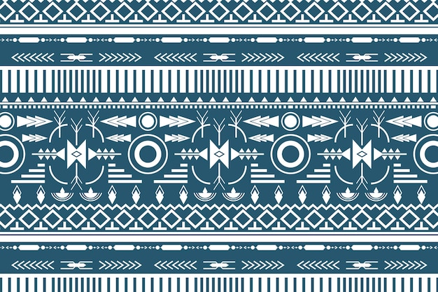 Free vector tribal pattern background, white and blue fabric design vector