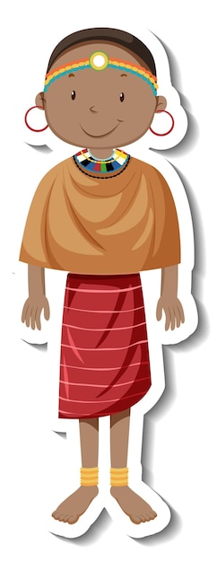 Free Vector a tribal woman with african tribe outfit on white background