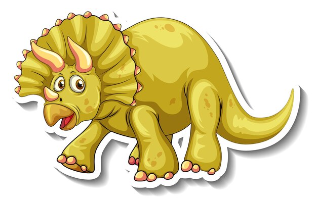 Triceratops dinosaur cartoon character sticker