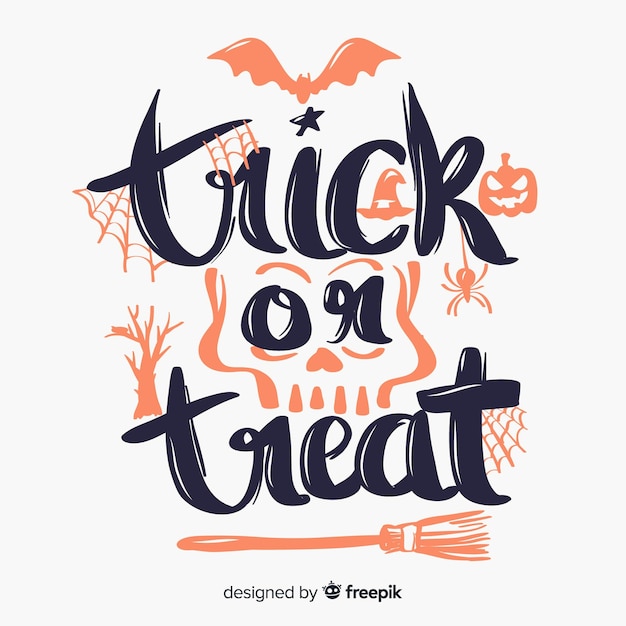 Free vector trick or treat halloween lettering background