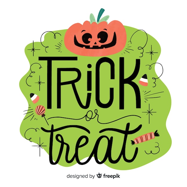 Trick or treat halloween lettering background