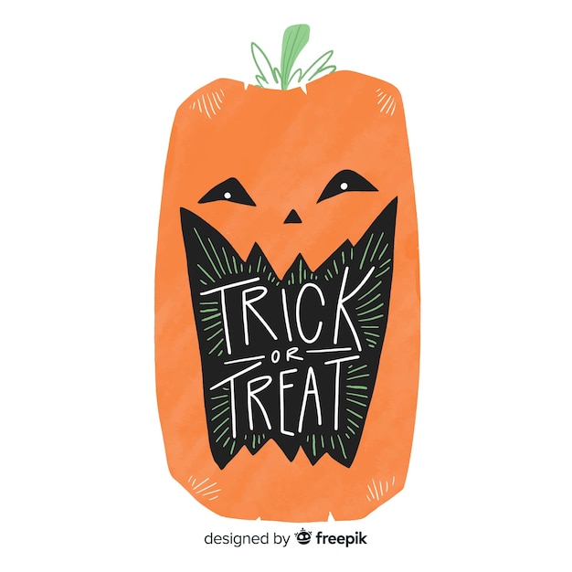 Free Vector trick or treat halloween lettering concept