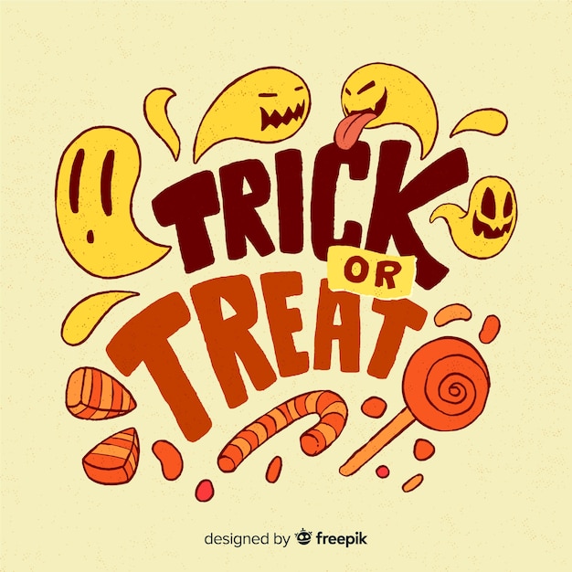 Free Vector trick or treat halloween lettering concept