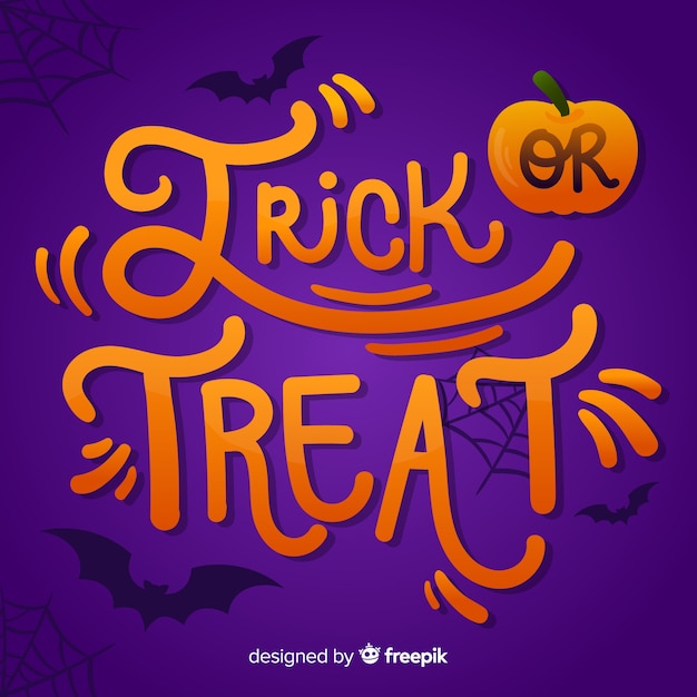 Free vector trick or treat lettering background