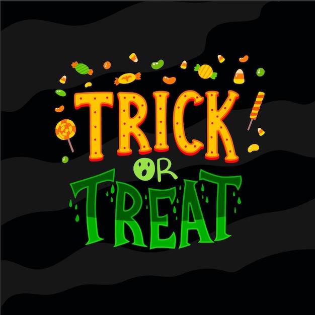 Free vector trick or treat - lettering concept