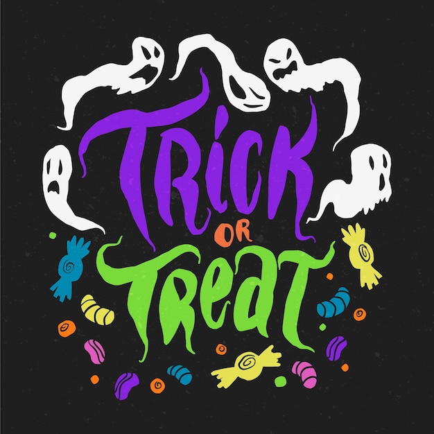 Free Vector trick or treat - lettering concept