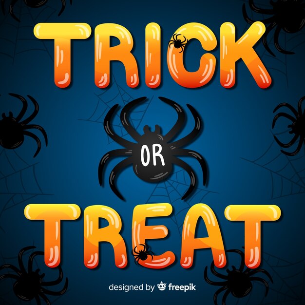 Trick or treat lettering with black spider