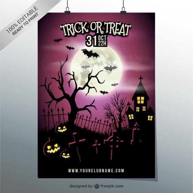 Free Vector trick or treat party poster template