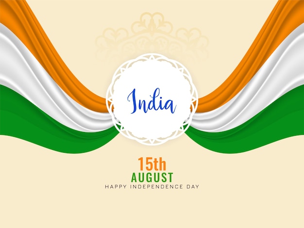 Tricolor 15th august Indian flag theme wave style background design