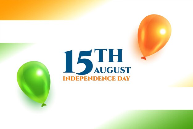 Free Vector tricolor independence day banner with realistic balloons