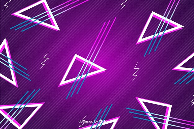 Tridimensional geometric retro futuristic background