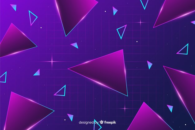 Tridimensional geometric retro futuristic background