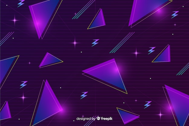 Tridimensional geometric retro futuristic background