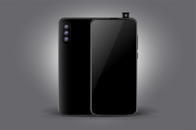 Triple camera black smartphone concept mockup 