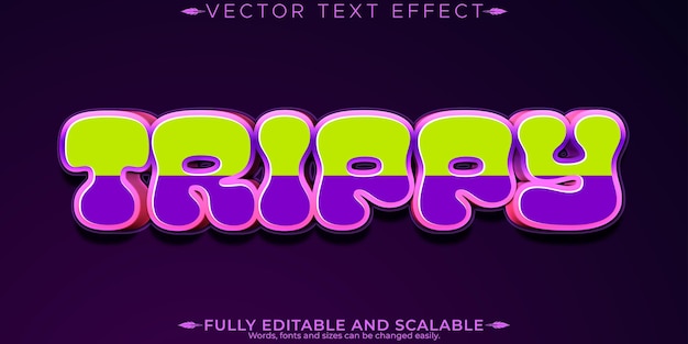 Free Vector trippy editable text effect editable psychedelic and colorful text style