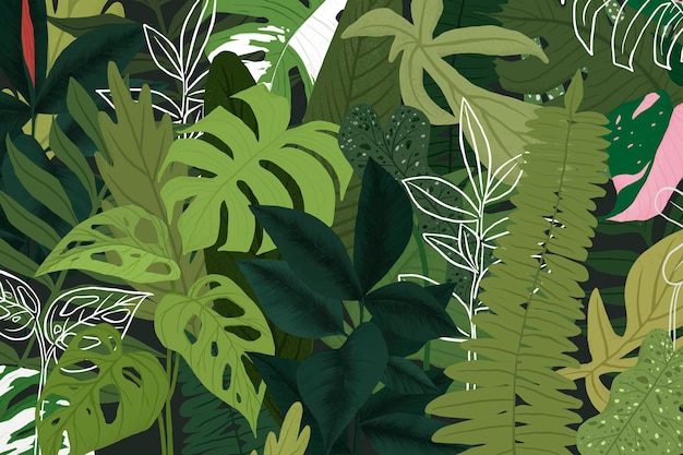 Tropical background vector botanical illustration