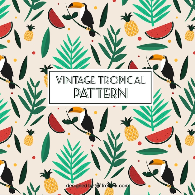 Free vector tropical background in vintage style