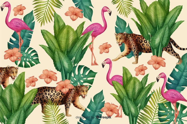 Tropical background with animals