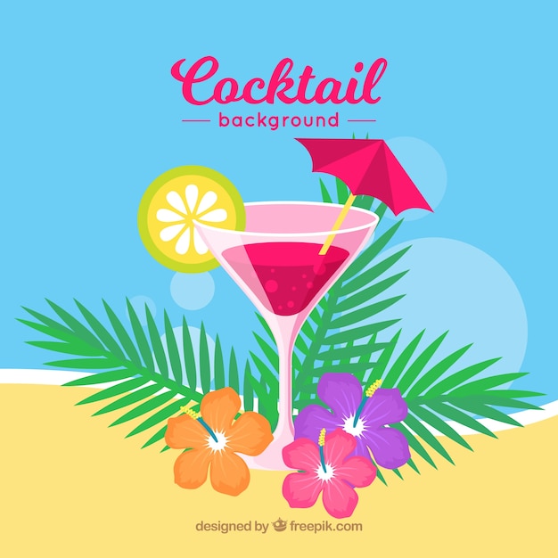 Free Vector tropical background with cocktail