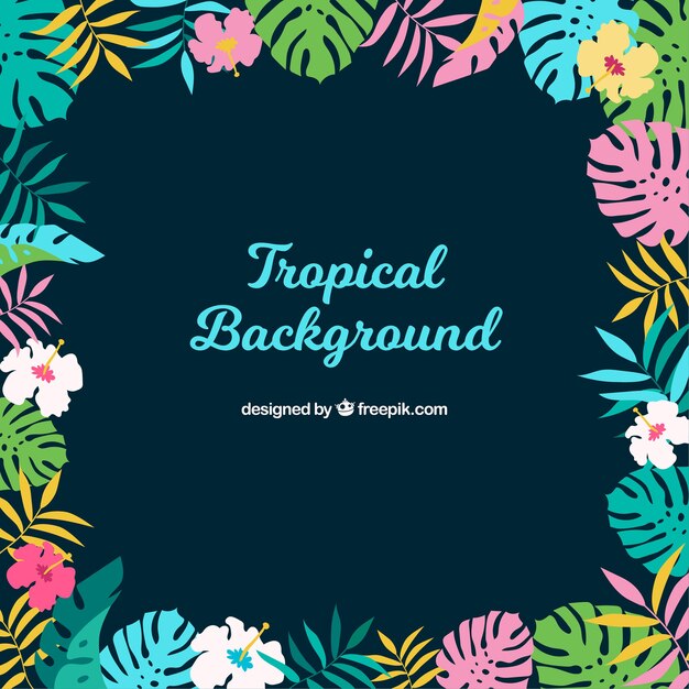 Tropical background with colorful plants