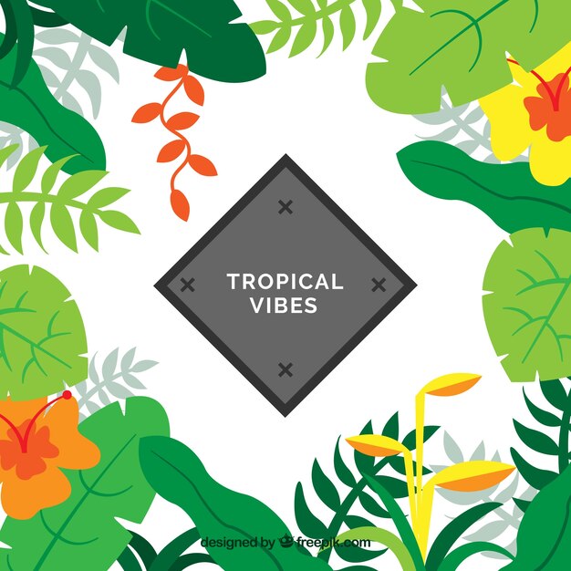 Tropical background with colorful plants