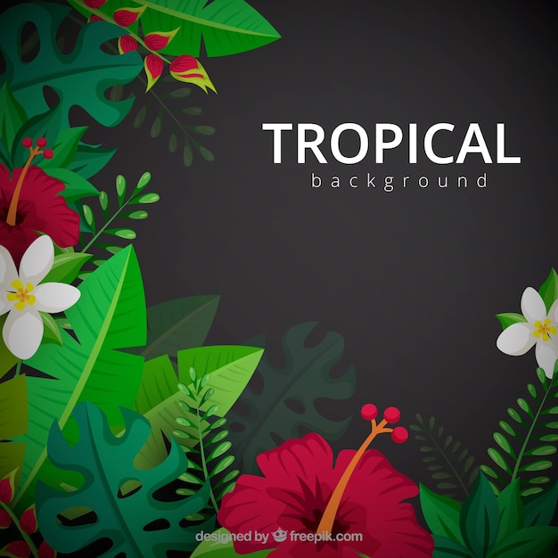 Tropical background with realistic plants