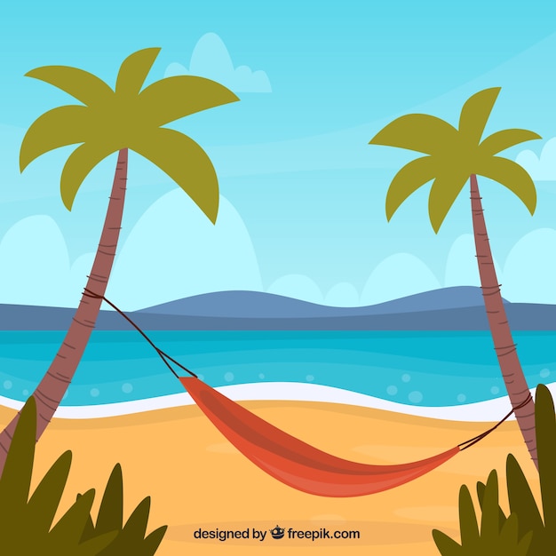 Free Vector tropical beach background with palms