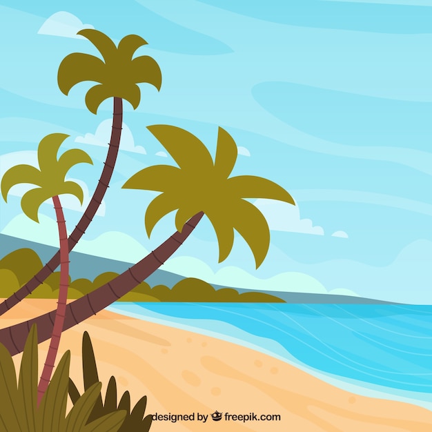 Tropical beach background with palms