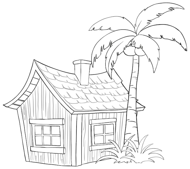 Free Vector tropical beach house illustration