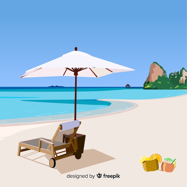 Free vector tropical beach landscape background