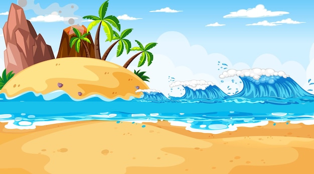 Free vector tropical beach landscape scene at day time