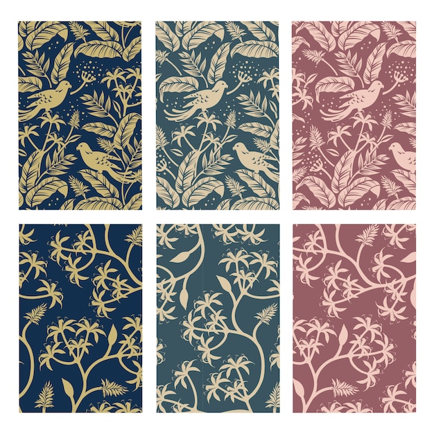 tropical cards with seamless pattern