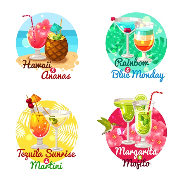 Free Vector tropical cocktails flat