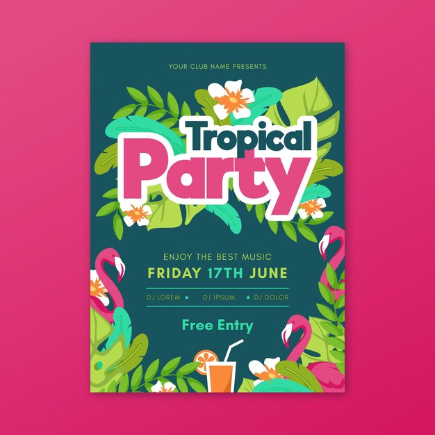 Tropical design party poster template