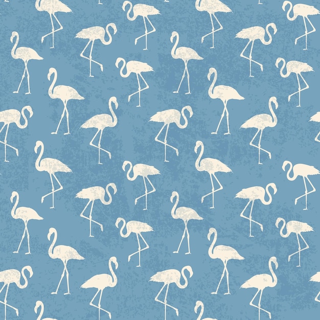 Free Vector tropical exotic seamless pattern with white flamingos birds over blue. flamingo background design. flamingo symbol of execution dreams. seamless background with flamingo pattern. vector illustration.