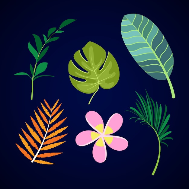 Free vector tropical flower and leaf collection