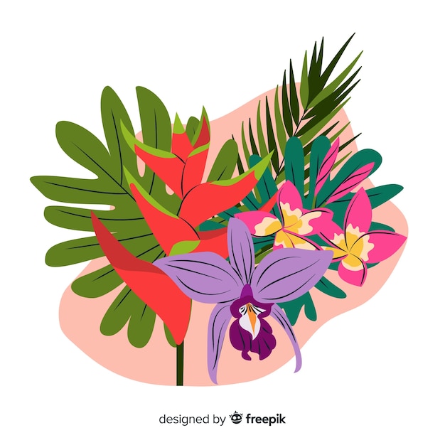 Free Vector tropical flowers and leaves collection