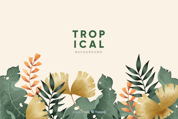 Tropical flowers and leaves collection