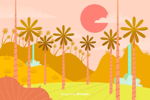 Free Vector tropical forest landscape background