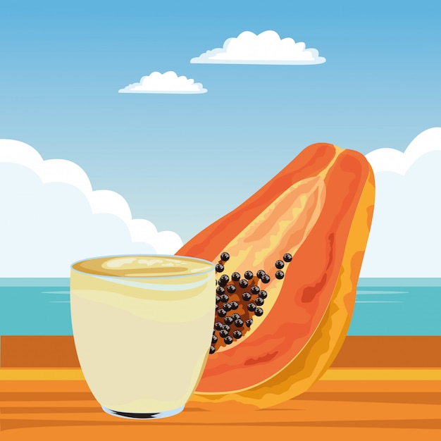 Free Vector tropical fruit and smoothie drink